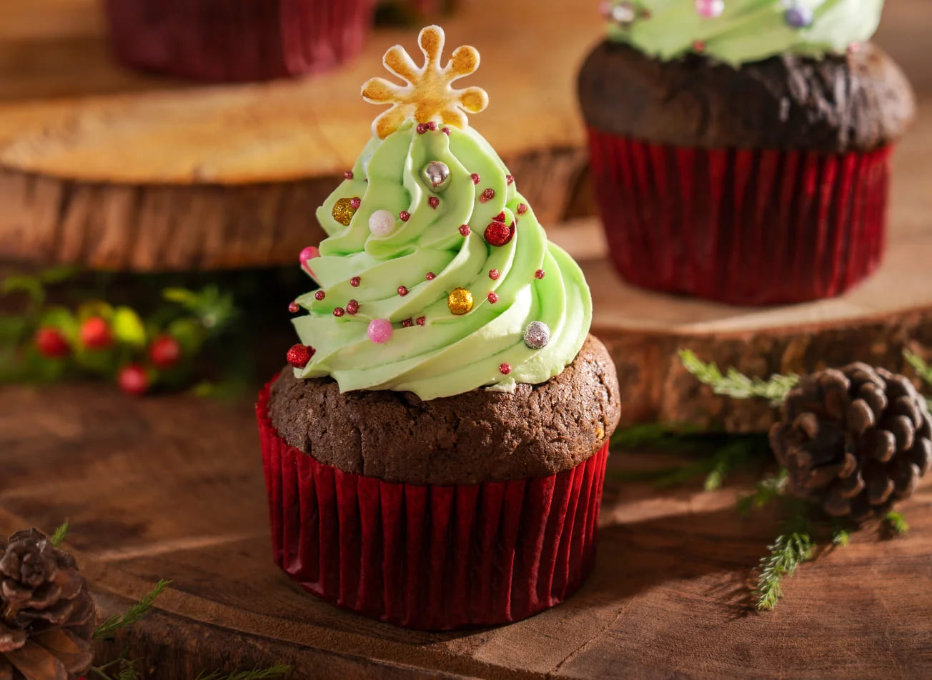 Cupcakes de arbolito navideño