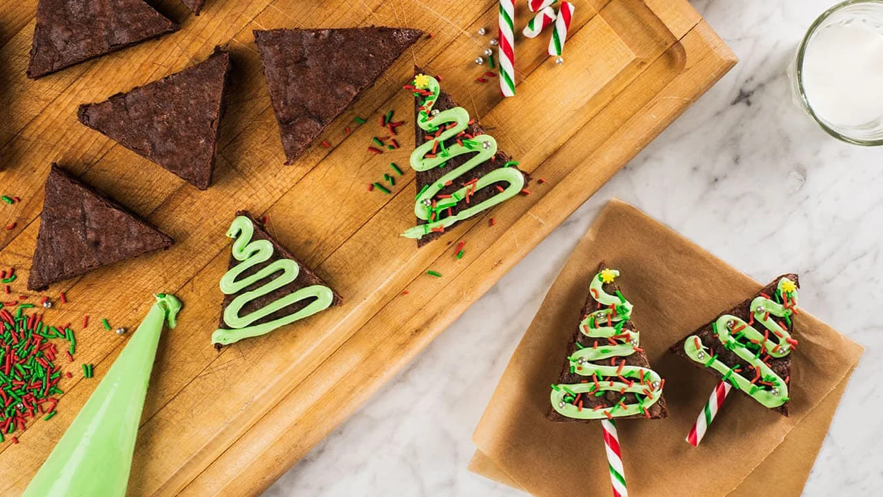 Brownies en forma de arbolito de Navidad