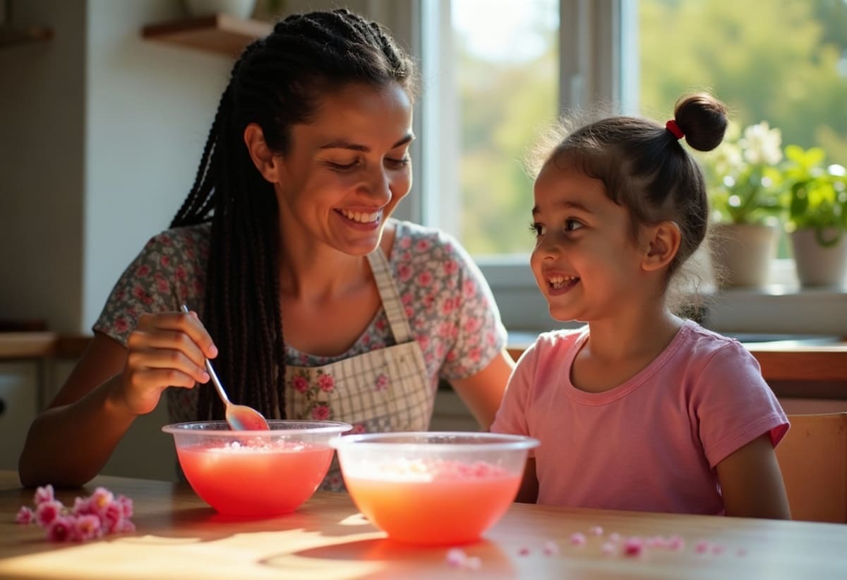 mamá e hija comiendo una gelatina 