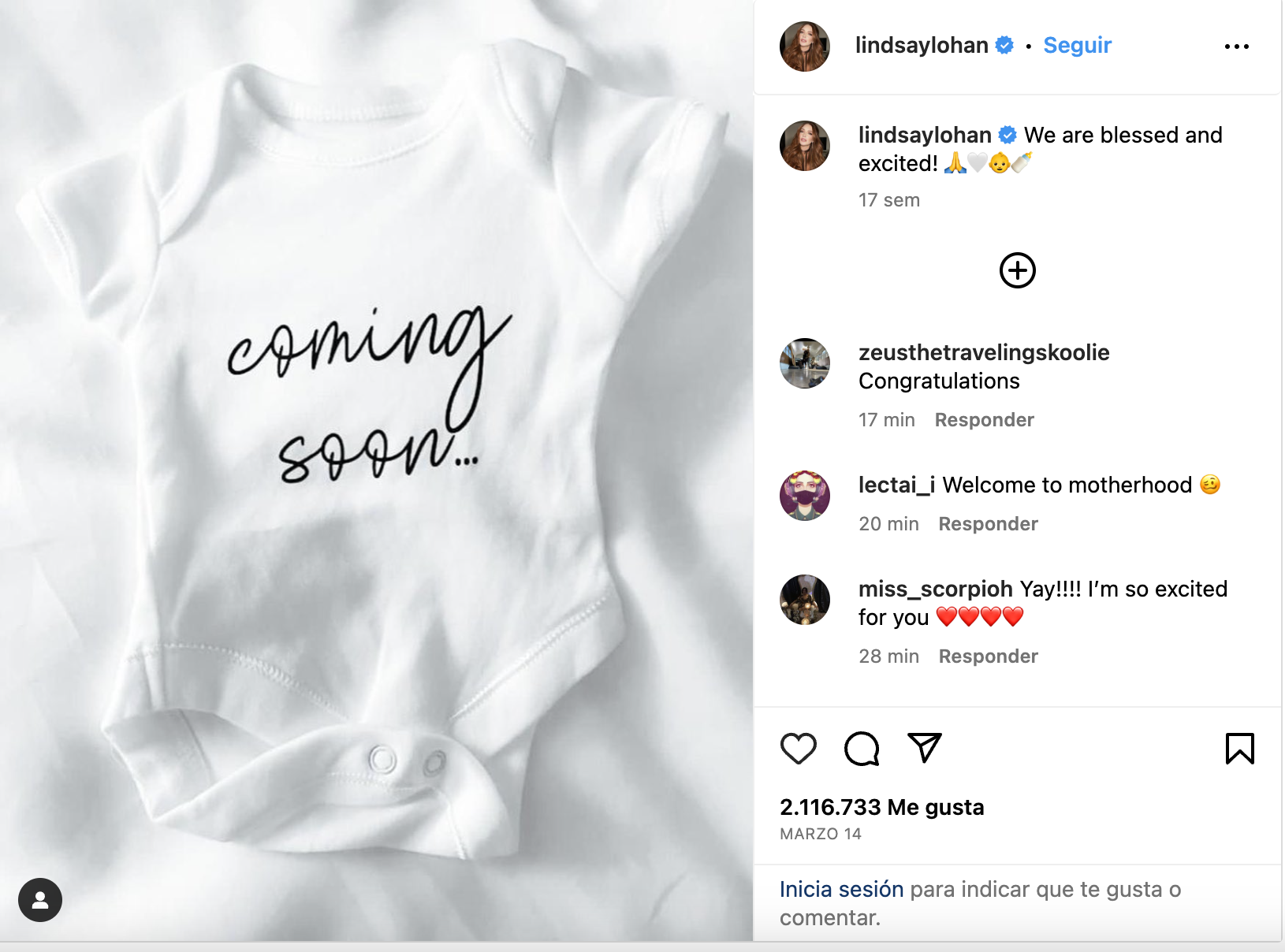 lindsay lohan anuncia embarazo instagram